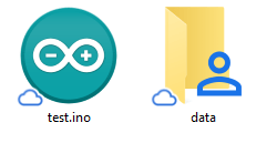 Создание папки data внутри папки скетча
