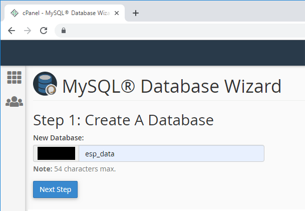 Создание базы данных MySQL в CPanel ESP32 ESP8266