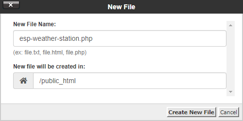 Создание PHP-файла esp-weather-station