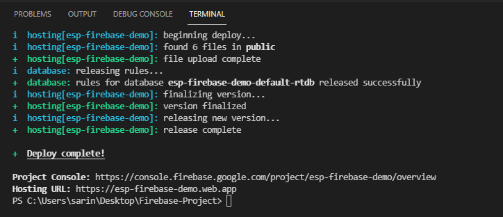 Развертывание Firebase Web App ESP32 ESP8266