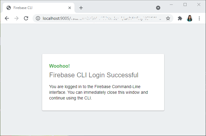 Вход в Firebase CLI успешен