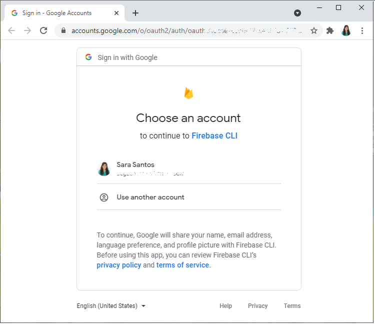 Вход в учетную запись Firebase