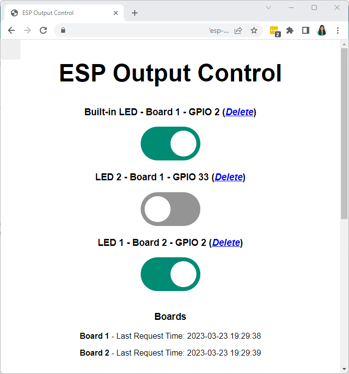 Панель управления с несколькими платами ESP32 ESP8266