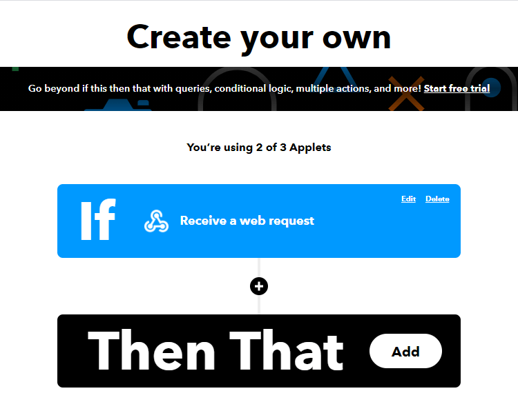 IFTTT Создание апплета - создание собственного