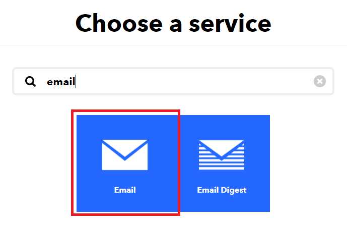 IFTTT Создание апплета - выбор сервиса email