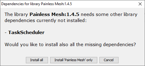 Установка зависимостей библиотеки painlessMesh в Arduino IDE
