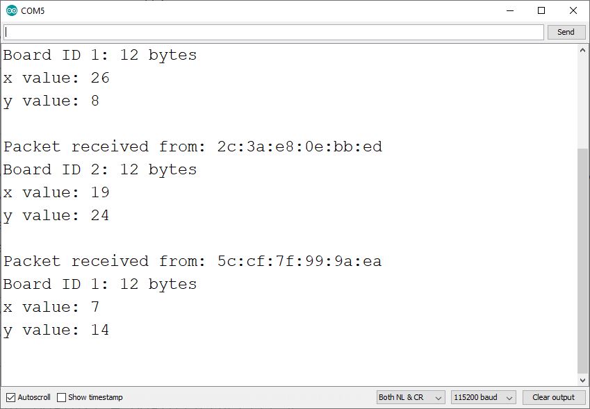 ESP-NOW прием данных от нескольких плат ESP8266 NodeMCU Arduino IDE монитор последовательного порта
