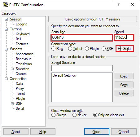 Последовательная связь с платами ESP8266 NodeMCU через PuTTY