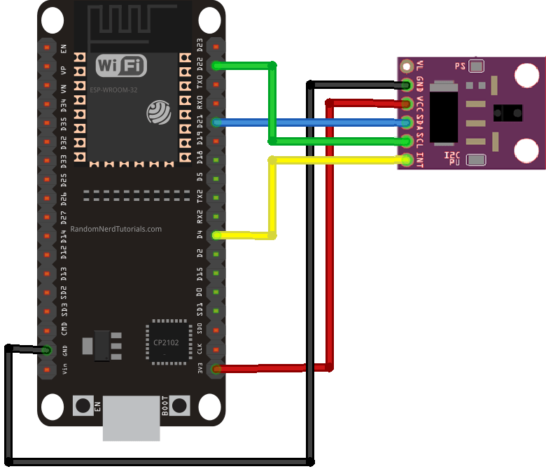 Схема подключения ESP32 и APDS9960