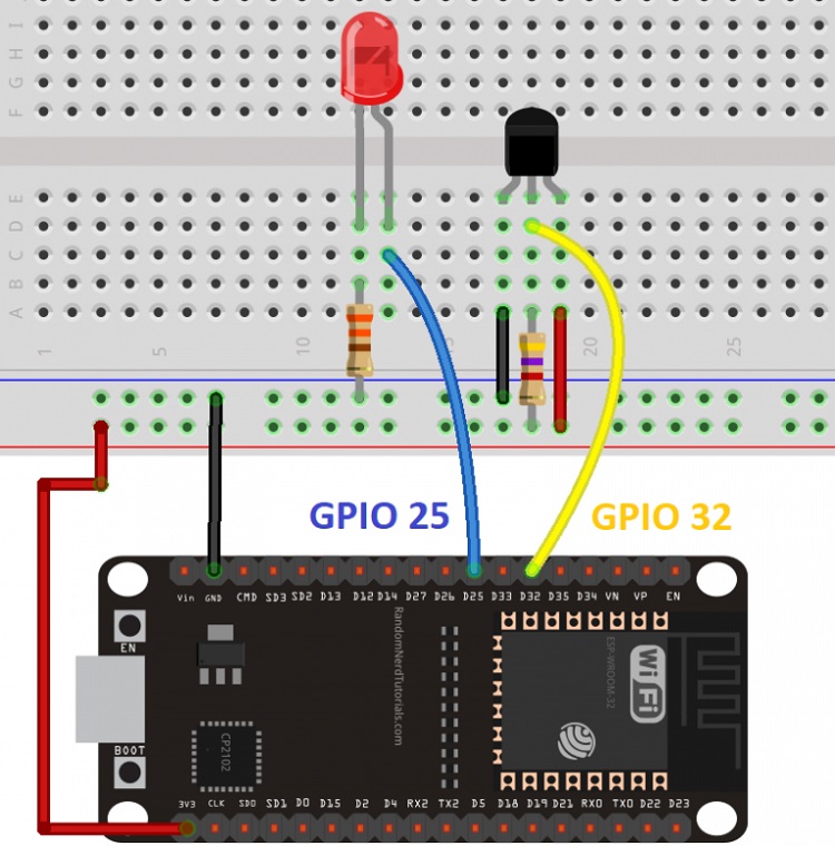 Схема подключения проекта Bluetooth Classic ESP32