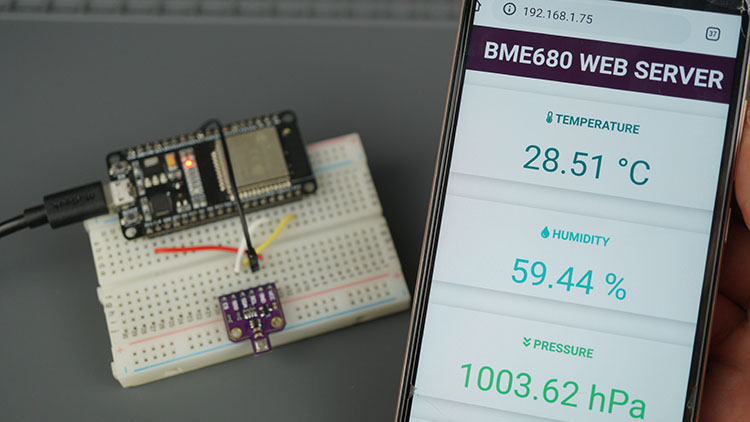Демонстрация веб-сервера ESP32 BME680 датчик газа