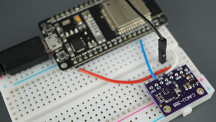 Компоненты ESP32 и модуль датчика BMP388 для измерения высоты, давления и температуры