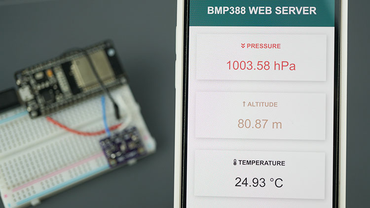 Веб-сервер ESP32 BMP388 датчик высоты давления температуры Arduino