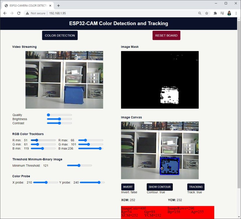 ESP32-CAM Отслеживание цвета Предварительный просмотр веб-сервера