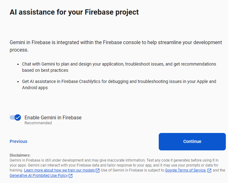 Создание проекта Firebase — AI помощник