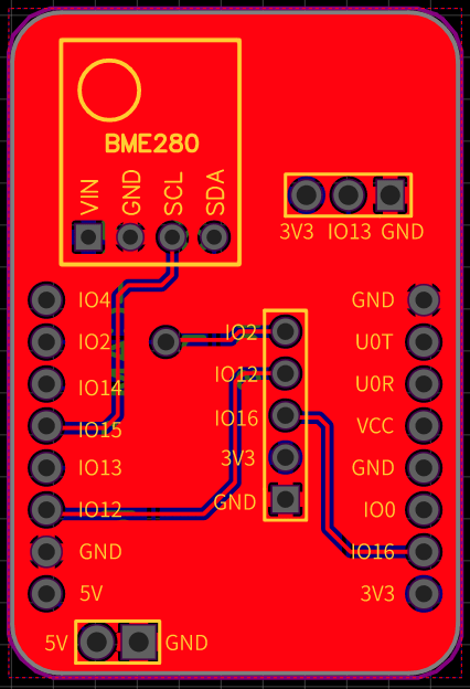 Разводка PCB-платы расширения ESP32-CAM Telegram с PIR и BME280