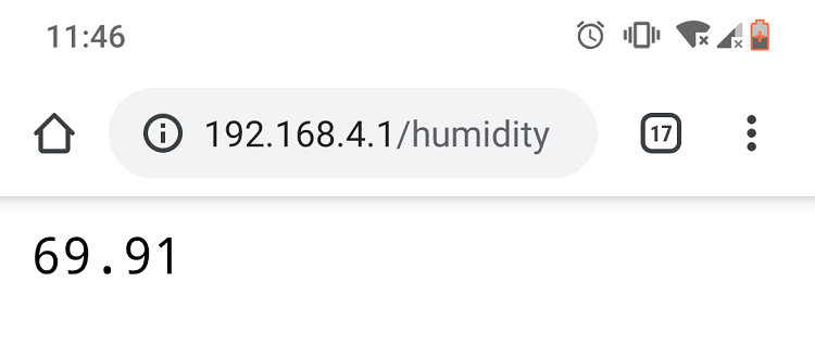 Тестирование запроса влажности ESP32 Server Access Point