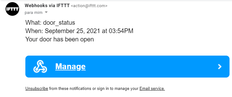 IFTTT письмо получено