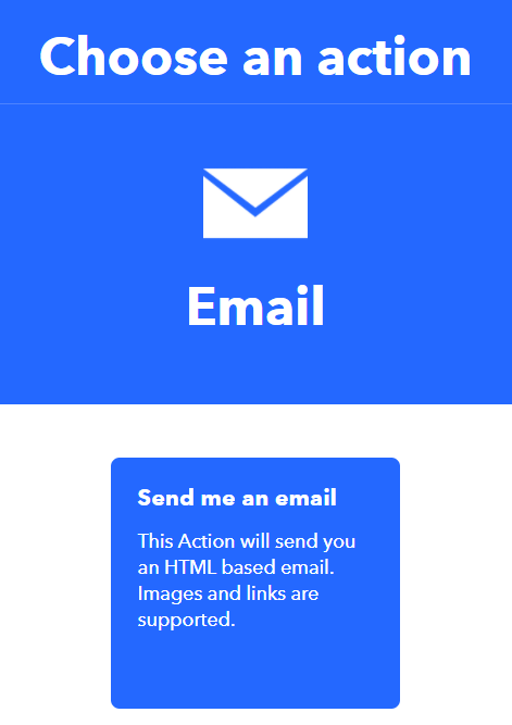 IFTTT выбор действия отправки email