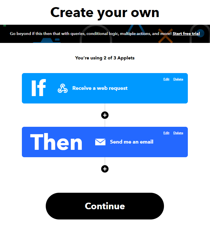 IFTTT продолжение создания апплета