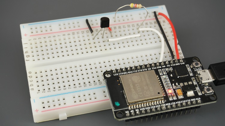 Один датчик температуры DS18B20 OneWire с ESP32 и Arduino IDE