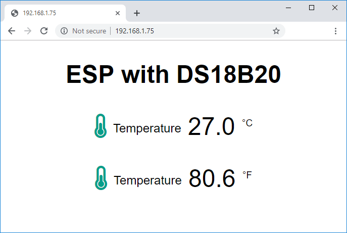 Веб-сервер ESP32 с датчиком температуры DS18B20 OneWire в Arduino IDE