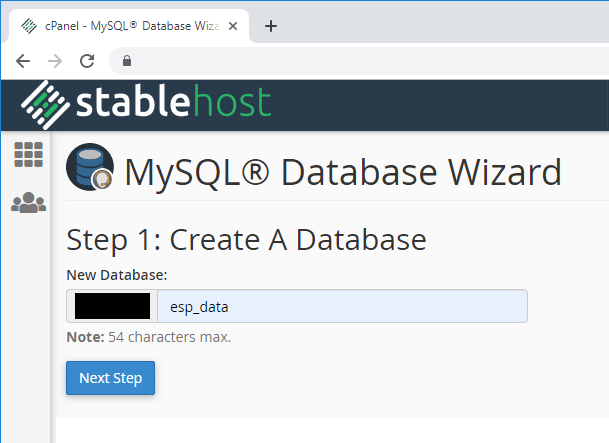 ESP32 ESP8266 CPanel — создание базы данных MySQL