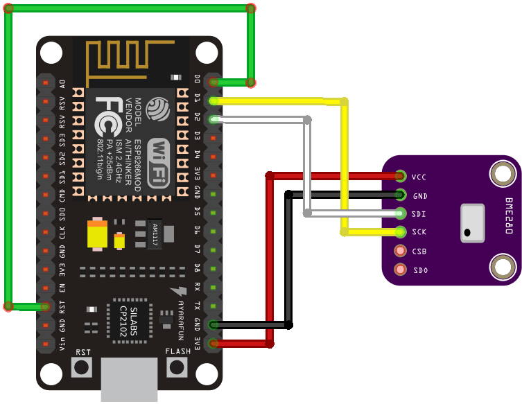 Схема подключения BME280 к ESP8266
