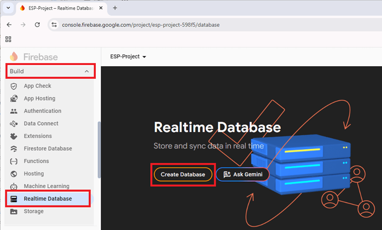 Создание базы данных в проекте Firebase