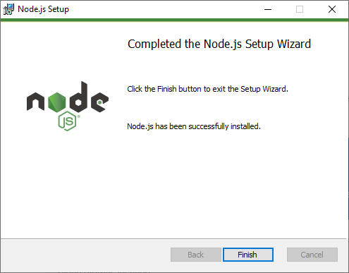 Завершение установки Node.js