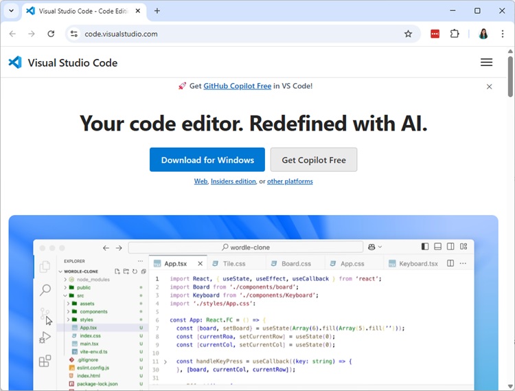 Скачивание VS Code для Windows