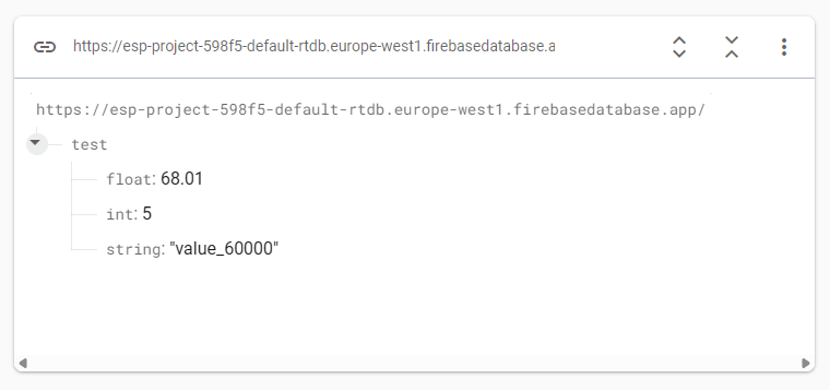 Данные, отправленные из ESP, в Firebase Realtime Database