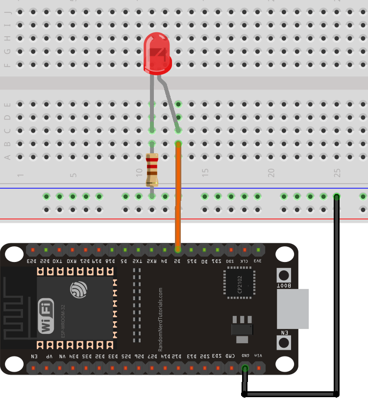 Схема подключения ESP32 к GPIO 2
