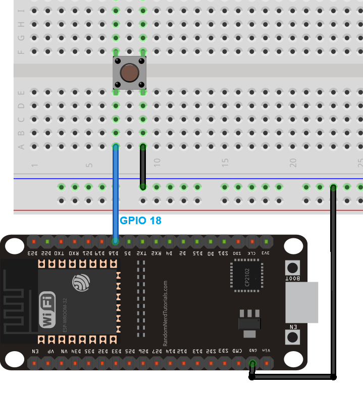 ESP32 подключение тактовой кнопки -- принципиальная схема