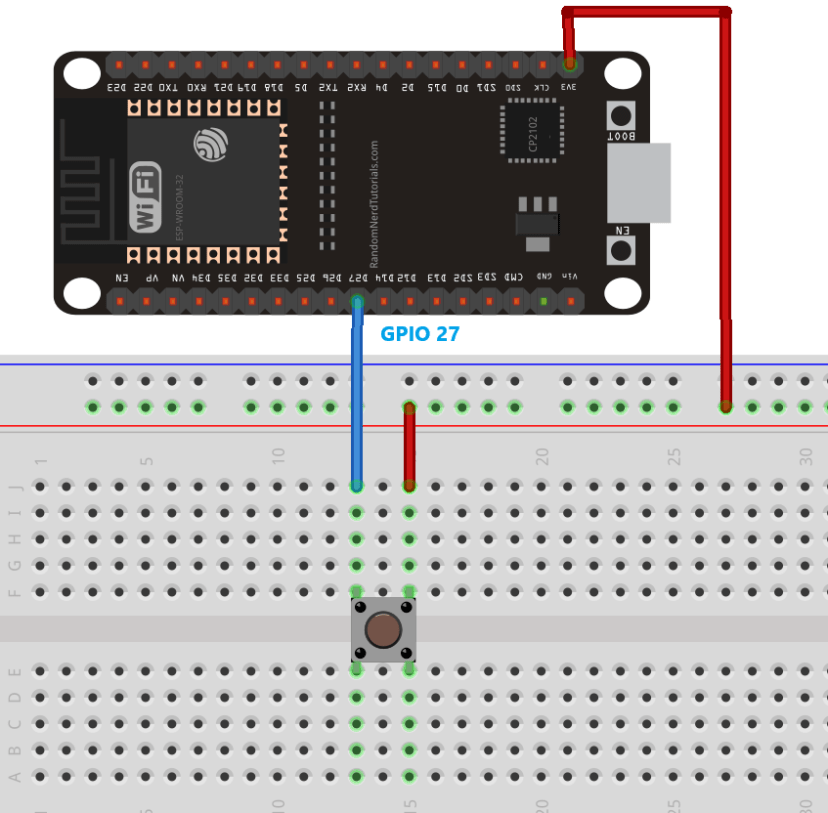 ESP32 с кнопкой и внутренним подтягивающим резистором