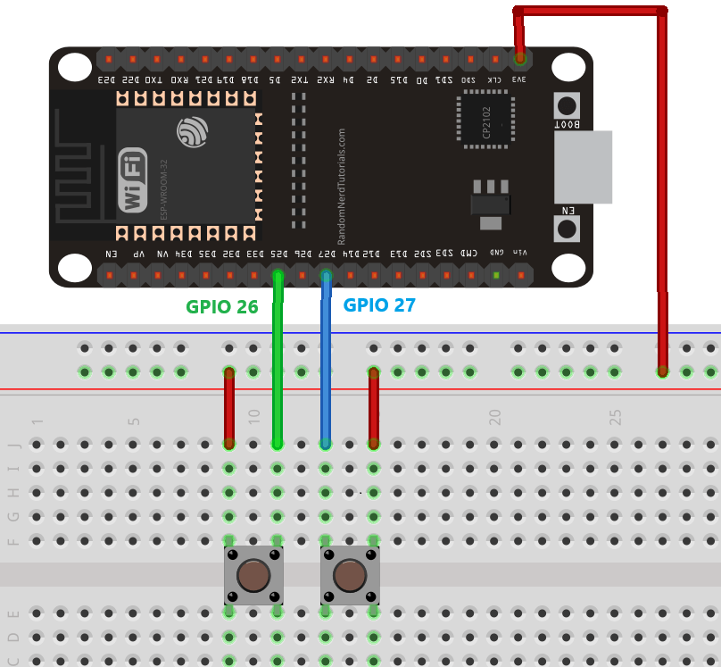 ESP32 с двумя кнопками
