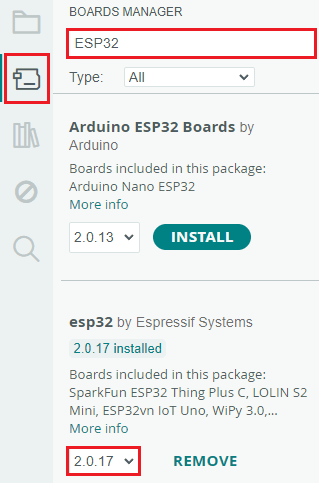 Установка версии 2 дополнения плат ESP32