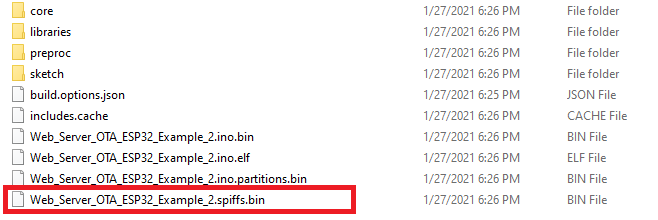 Папка SPIFFS Bin в Arduino IDE