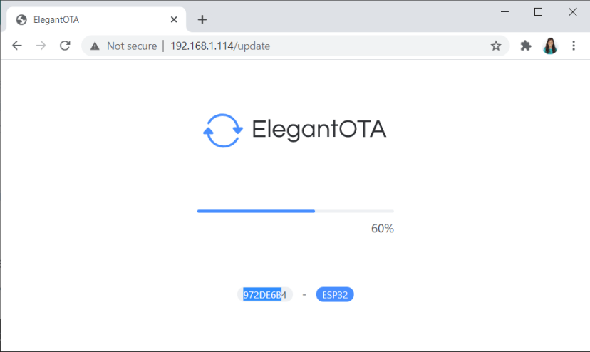Загрузка новой прошивки через Elegant OTA
