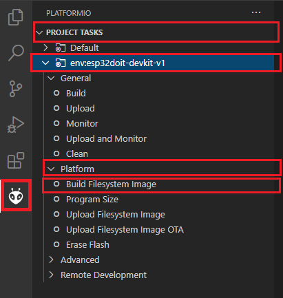 Создание образа файловой системы VS Code PlatformIO ESP32