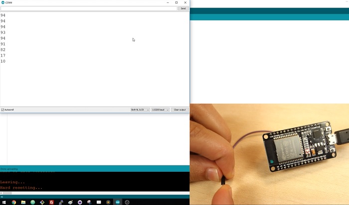 Демонстрация сенсорных пинов ESP32 с Arduino IDE