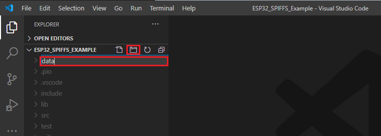 Создание папки data в VS Code PlatformIO ESP32