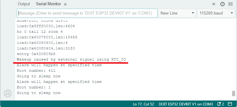 ESP32 пробуждение с помощью внешнего будильника DS3231 RTC