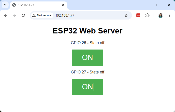 ESP32 Веб-сервер — Пример управления выходами