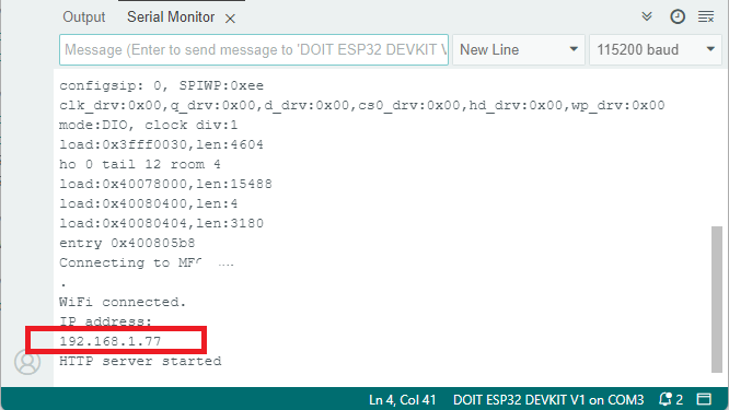 ESP32 Веб-сервер — получение IP-адреса в Serial Monitor