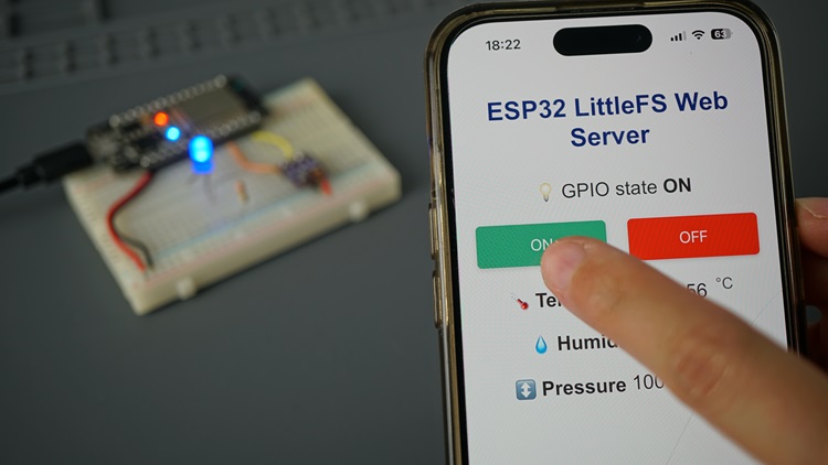 Демонстрация ESP32 LittleFS веб-сервер