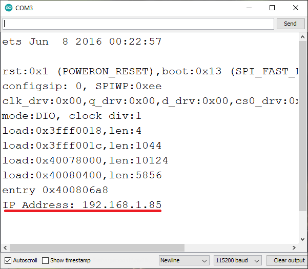 ESP32 WebSerial демонстрация — получение IP-адреса в серийном мониторе Arduino IDE