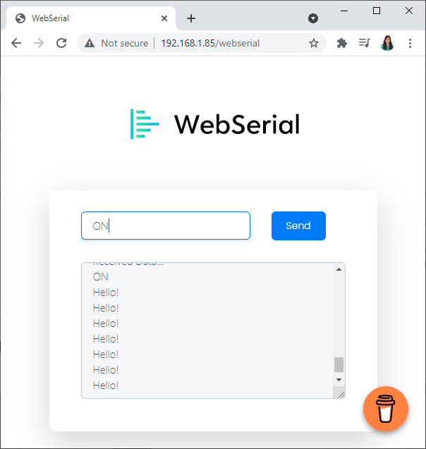 Тестирование базового примера библиотеки Web Serial — демонстрация