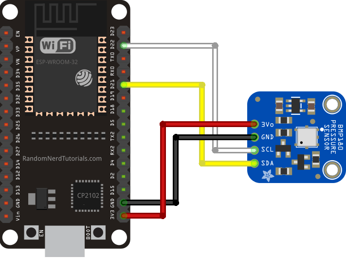 Схема подключения BMP180 к ESP32
