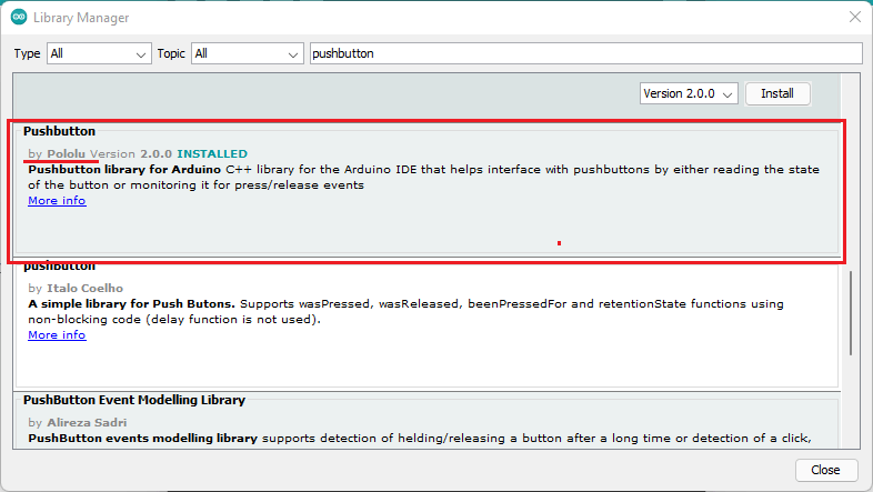 Библиотека Pushbutton Arduino IDE Polulu